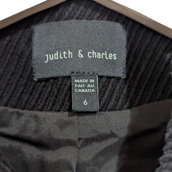 Judith & Charles Women's Black and Grey Chevron Collared Jacket Gold Zip Up - Picture 7 of 8